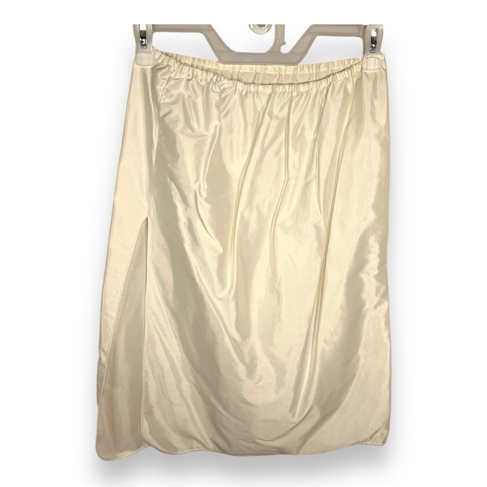 VINTAGE SMALL NYLON WHITE SKIP SKIRT RETRO PULL ON PINUP 60s ELASTIC WAIST